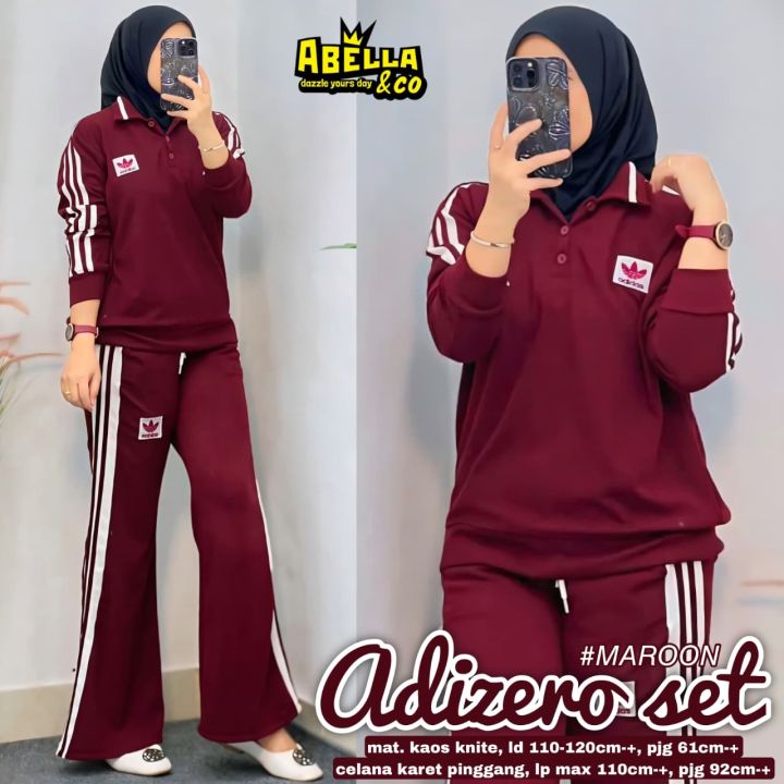 Setelan Sport Hijab Wanita Adizero Set – Training Outfit Muslimah Kaos ...
