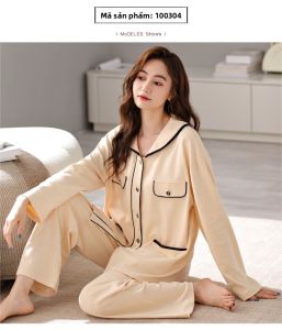 Bộ đồ ngủ nữ MiiOW vải cotton tay dài quần dài - mùa xuân thu