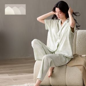 MiiOW | Bộ đồ ngủ cotton nguyên chất Catman dành cho nữ mùa hè 2025 Bộ ba mảnh áo len cardigan phong cách Nhật Bản có đệm ngực