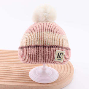 Warm Knitted Woolen Hat for Infants And Toddlers Boys And Girls Autumn Winter Fashionable Cute round Top Thickened Windproof Cap