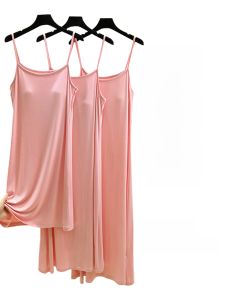 Modal Padded Strap Dress Womens Summer Thin Home Sleeveless Cool Nightdress Casual plus Size Long Dress