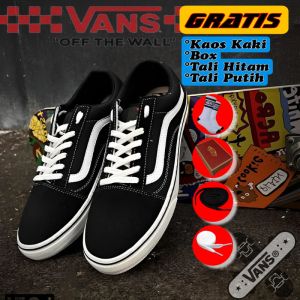 Promo Sepatu Sneakers Vans123 Cacing Old Skool Hitam Putih Casual