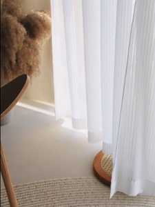 MISN 1pc Korean Aesthetic White Sheer Curtain Louver with Ring 5ft 7ft for Window Bedroom Lace Curtain for Living Room