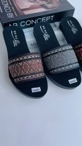 Sandal Wanita Slop Dewasa Flat Rajut Spons Tanpa Hak Terbaru 2024
