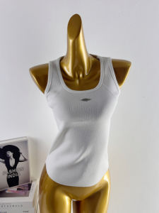 Áo Len Dệt Kim Cổ Chữ U Thêu Thời Trang Cho Nữ Mùa Hè Áo Ba Lỗ Không Tay Đa Năng Ôm Vừa Vặn Chất Liệu Sợi Polyester