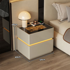 Italian Minimalist Nightstand with Light Jewelry Storage Luxury Sense with Password Lock
