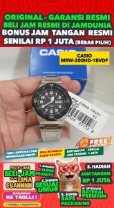CASIO ORIGINAL - CASIO MRW-200HD-1BVDF - Men - Silver Hitam - Stainless Steel Jam dunia JD19ST # Jam Tangan Pria Cowok Watch Anti Air Digital Analog + CASIO MRW-200HD-1B MRW 200HD 1B MRW-200HD 200 HD MRW200 MRW200HD MRW-200 $ WR1 STS SD7