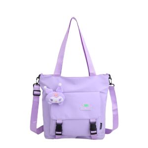 Large Capacity Canvas Shoulder Bag Womens Handbag Simple Japanese Style Book Carrier Study Bag Versatile Tutorial Bag