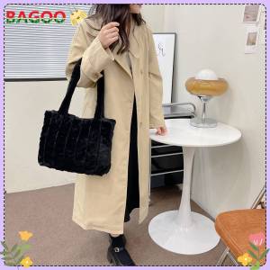 Fluffy Tote Bag Soft Plush Shoulder Handbag Large Capacity Autumn Winter Clutch Purse Bags for Ladies Girl