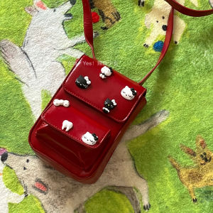 Spicy Kitty Flap Mobile Phone Bag British Retro Matte Small Leather Bag Wine Red JK Crossbody Bag Versatile Daily Accessory