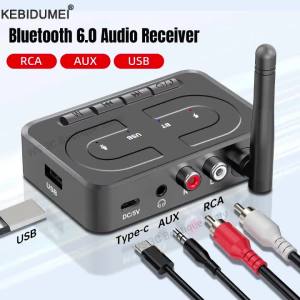 Bluetooth 6.0 Audio Receiver U Disk RCA 3.5mm AUX USB Stereo Music Wireless Adapter With Mic For Car Kit Speaker Amplifier