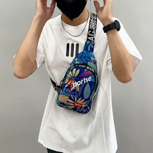 Colorful Leaf Printed Crossbody Bag Crossbody Single Shoulder Strap Suitable Men Women Casual