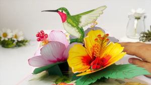 Thiệp Hoa 3D Pop Up Đẹp Độc Đáo – Thiệp 3D Hoa Nghệ Thuật Hoa & Chim Ruồi Quà Tặng Ý Nghĩa