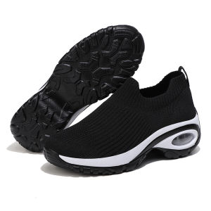 Hot Seller Air Cushion Casual Shoes For Women Slip On Fashion Rubber Sports Sneakers Breathable Knitting Shoes