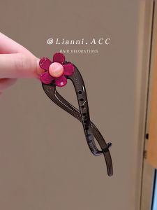 Korean Japanese Style Floral One-word Hair Clip for Women Versatile Trendy Summer 2025 Adults Daily Commutng Travelling Suitable for Various Hair Arrangements