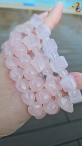 Premium / Collection Grade Rose Quartz Bracelet (Heart Cube Stars Faceted)