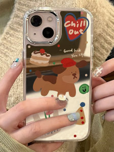 Apple 15 Phone Case Full Cover Cute Dog New Year Anti-Fall Female Model Mirror Surface Acrylic Protective Cover for iPhone