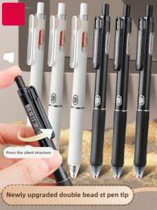 Deli Mute Pen Mute Pressing Pen Black Pen Double Bead St Pen Head Press Gel Pen Small Decibel Gel Pen Quick-Drying