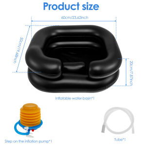 Inflatable Shampoo Basin Foldable Waterproof Hair Washing Basin with with Head and Neck Support Comfortable Hair Shampoo Bowl