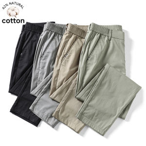 2026 New Summer Thin Mens Ankle Length Casual Pants Breathable Cotton Tapered Trousers Work Chino Khaki Baggy Harem Pants Male