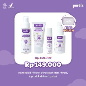 Purela paket perawatan baby and kid  skincare bayi paket kidy glow free boneka beruang