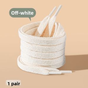 FUYOU | Flat Shoelaces for Adidas Trainers Cotton White and Black Anti-Slip Durable