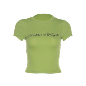 ชุดเต้นแจ๊สฤดูร้อน XXBUNI สำหรับผู้หญิง ชุดกระโปรงทรงหลวม กางเกงขายาวทรงหลวม แห้งเร็ว สีเขียว ตัวอักษร แฟชั่นลำลอง