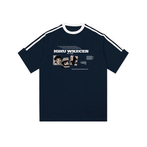 American Style Loose round Neck Short Sleeve T-Shirt Womens Retro Striped Top Summer Half Sleeve Spring Commute Fashion