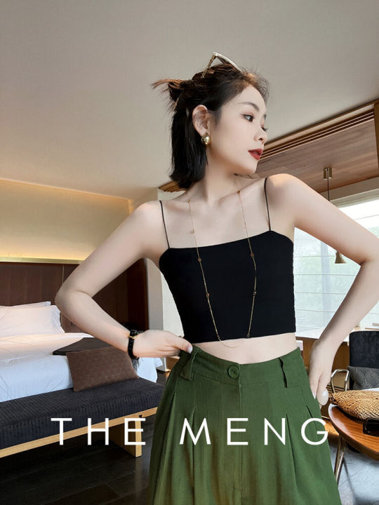 the Meng Comfortable Four-Sided Elasticity Women's Summer Vest with Chest Pad Elegant Thin Strap Nylon Spandex Blend Casual Wear