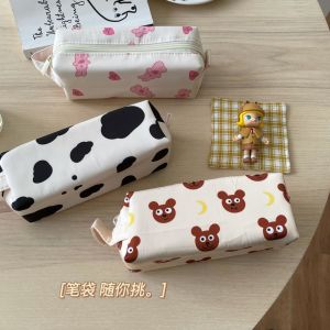 Large Capacity Student Pencil Case: Cute Moon Bear Cow Stationery Storage Box Ideal for School Supplies Cultural Business Needs