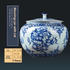 Hand-Painted Ceramic Tea Caddy Large