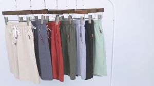 2024 Summer Mens Fashion Trend Ultra thin Pure Cotton Loose Casual Simple Sports Versatile 5/4 Shorts