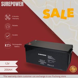 SUREPOWER Maintenance Free Sealed Lead Acid Battery (12V 200AH) UPS & EPS System Telecommunication Security Power Supply Power Utility