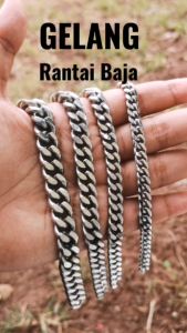 Gelang Pria Rantai Baja Putih Premium Garansi Anti Karat