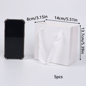 Túi Quà Mini Có Tay Cầm Bộ 5/10 Cái Túi Giấy Màu Hồng Trắng Dành Cho Doanh Nghiệp Tiệc Cưới Sinh Nhật Mua Sắm Bìa Giấy Thân Thiện Với Môi Trường