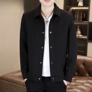 HENGYUANXIANG | Hengyuanxiang Mens Fashionable Casual Jacket Collared Short Length Embroidered Spring Autumn Wear Polyester Fiber Standard Fit