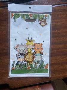 10pcs Loot Bags plastic bags snack bag treat bags jungle safari theme