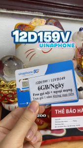 ( SIÊU TIẾT KIỆM ) SIM 5G GÓI 12D159V VINAPHONE 6GB 1 NGÀY GỌI NỘI MẠNG VÀ NGOẠI MẠNG MIỄN PHÍ - TRỌN GÓI 1 NĂM KHÔNG NẠP TIỀN  DÙNG TOÀN QUỐC . FREESHIP - CHƯA KÍCH HOẠT.