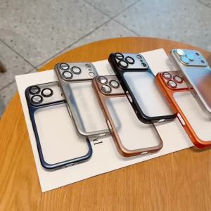 szhaiyu | Plating Frame Matte Transparent Phone Case with Lens Film Protection for iPhone 17 Pro Max 17 Air Hard Plastic Clear Back Cover