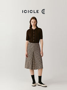 ICICLE | Autumn Wool Stretch Twill Knee-length Skirt
