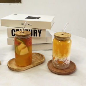 INS Style Milk Tea Glass with Lid Internet Celebrity For Home Cool Drinks Cup Coke Cup Coffee Cup Bubble Water Cup Drink Cup
