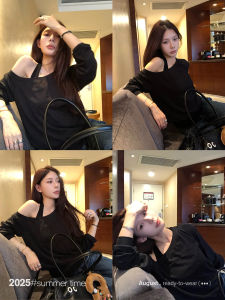 SUNONEONE Womens Loose Fit Long Sleeve Hoodie Neck Hanging Shoulder Style Comfortable Cotton Polyester Blend Autumn Top