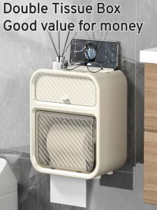Toilet wallmounted paper box waterproof nopunch toilet paper roll box bathroom shelf paper box