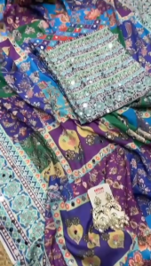 PRE-BOOKING Stay beautiful with our new chinon digital print collection with beautiful real mirror Elegant Dinner Wear Saree Premium Dinner Party Saree Classic Evening Wear Saree Designer Dinner Look Saree Luxury Dinner Party Wear Saree Royal Evening Gl
