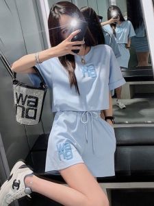 Fashionable Sportswear Set for Women Short Style Student Two-Piece Suit Korean Version Summer New Arrival Polyester Fiber