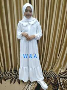Gamis Putih Anak Set Jibab 3-4 Tahun | Baju Muslim Anak