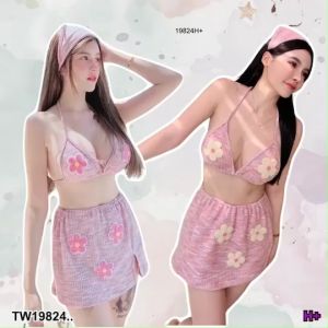 ชิ้น เสื้อเกอร์ 3 ชิ้น กระโปรงสั้น ผ้าโพกผม เสื้อบรา เป็น Set