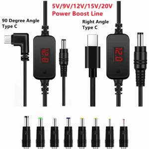 Type C To DC Adapter Cable Adjustable Voltage (5V/9V/12V/15V/20V) With LED Display PD Trigger Cord for Laptop Camera Router