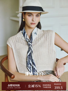 Summer French Holiday Style POLO Neck Short Sleeve Thin Knitted Top