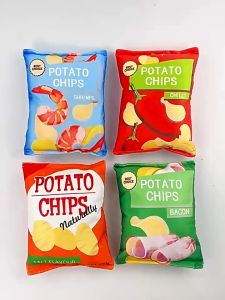 Dogs Cat Toy Potato Chips Bag Shaped Chew Toys Soft Plush Interactive Doggy Cats Plaything Pet